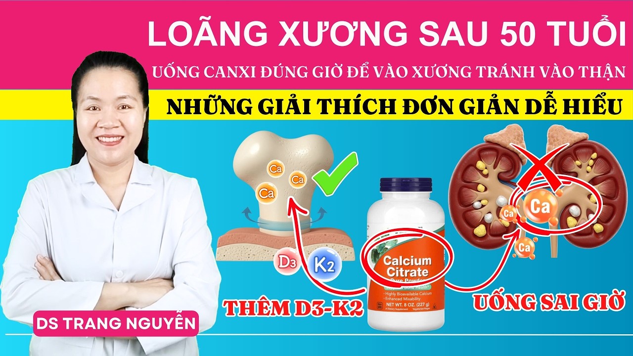 Loãng Xương Sau 50 Tuổi Uống Canxi sai giờ dễ gây sỏi thận - Uống Canxi lúc nào tốt nhất?