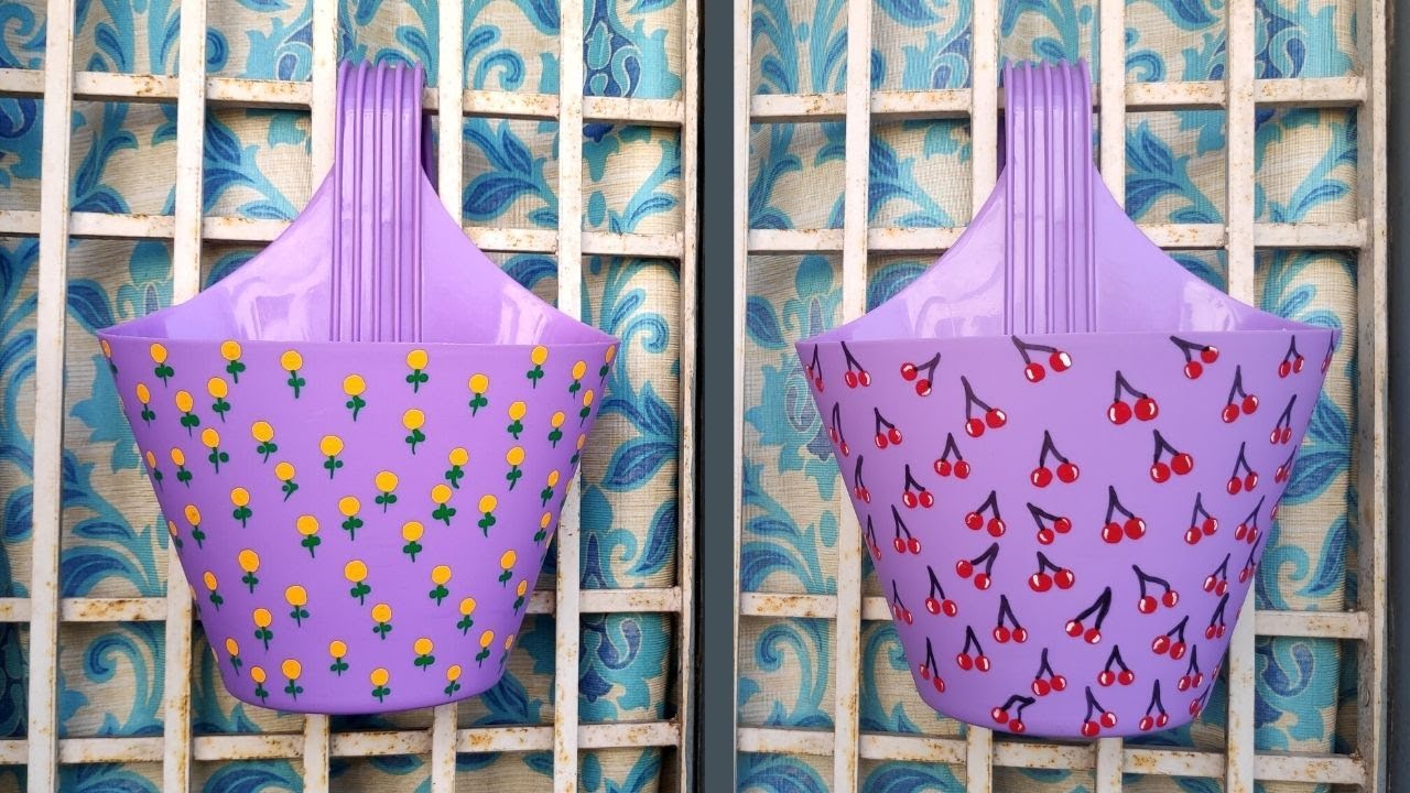 2 Easy and Beautiful Planter Painting Technique with Earbud |Hanging Pots Painting