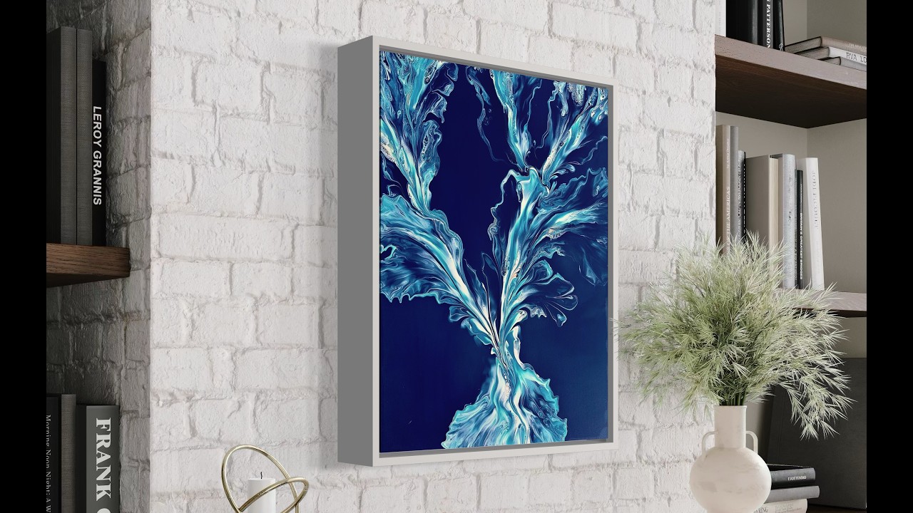 Simple and Lustrous Dutch Pour Painting in Blues