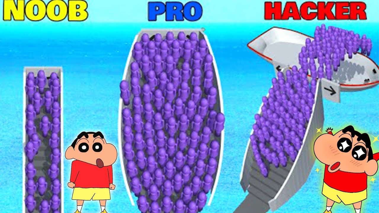 SHINCHAN and FRANKLIN Saving PEOPLE from DROWNING in ESCALATORS with CHOP | NOOB vs PRO vs HACKER