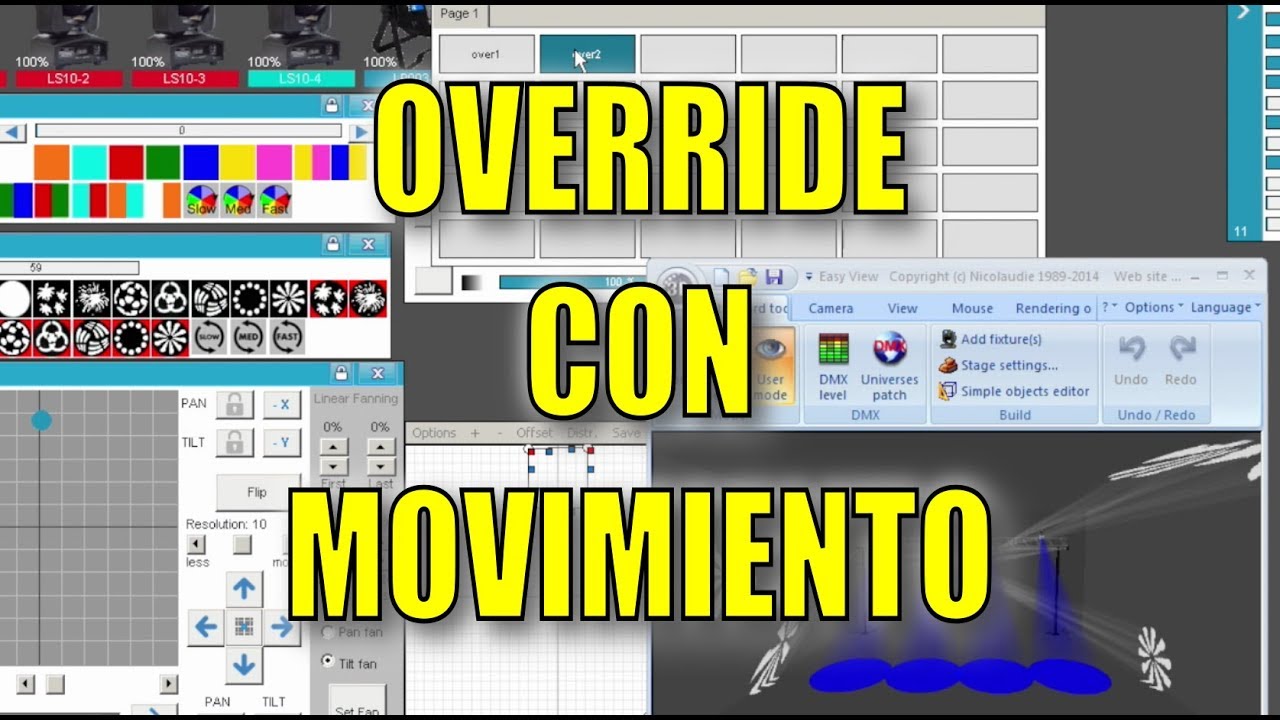 Freestyler dmx: Override Button Con Movimiento de Pan y Tilt (Escena)