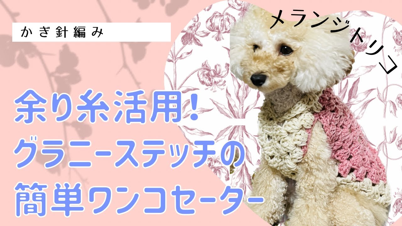 余り糸活用！グラニーステッチ簡単ワンコセーター