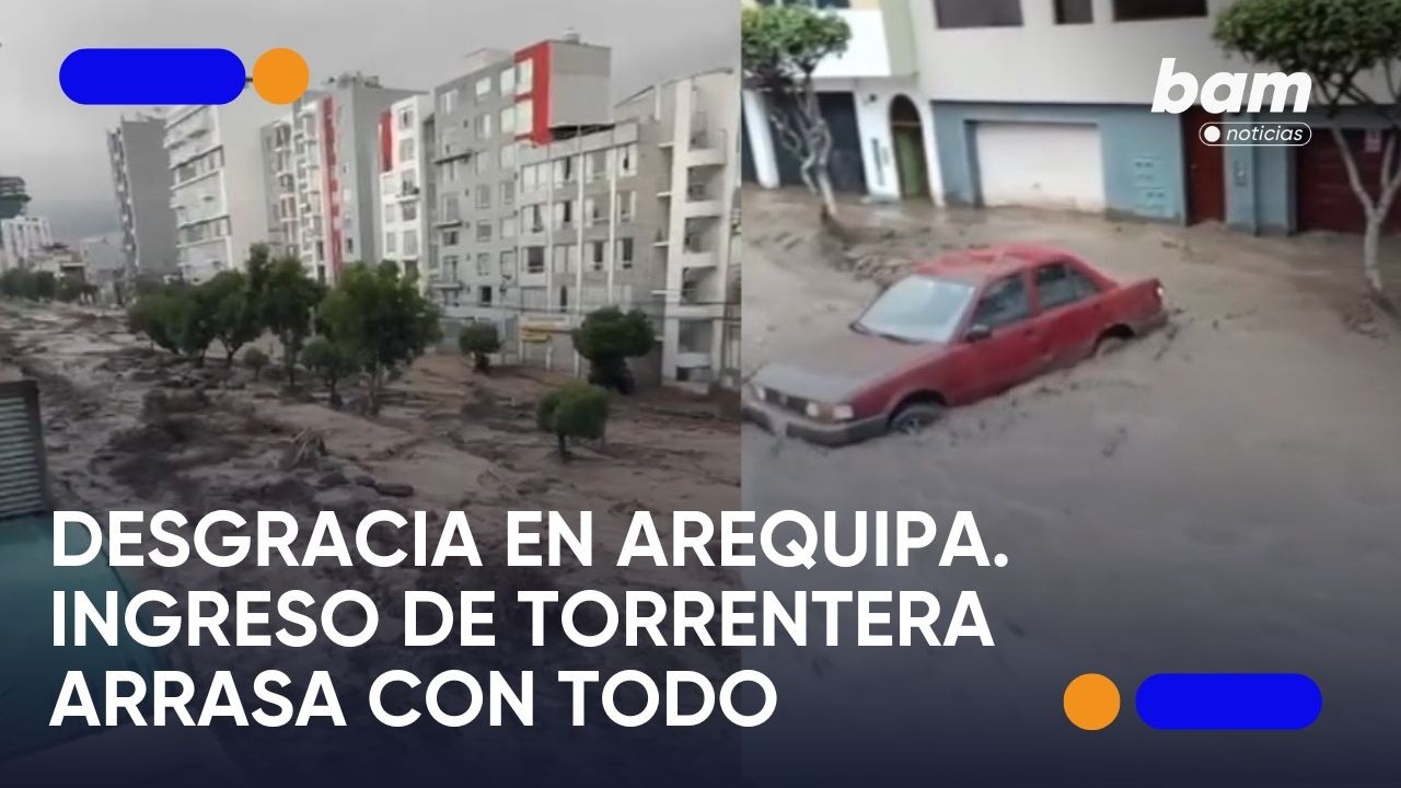 🚨 Por segunda vez se desborda torrentera El Chullo en Arequipa. Graves daños en viviendas y vías