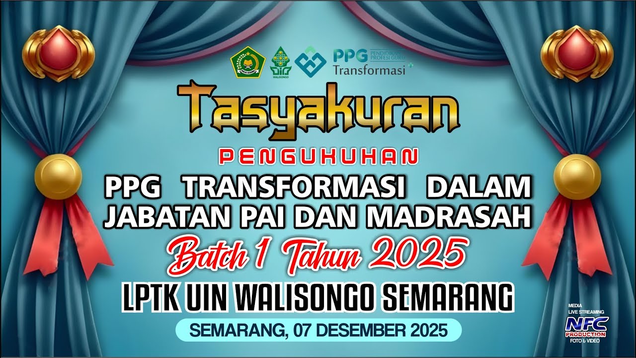 LIVE STREAMING PENGUKUHAN PPG TRANSFORMASI JABATAN DAN PAI DAN MADRASAH