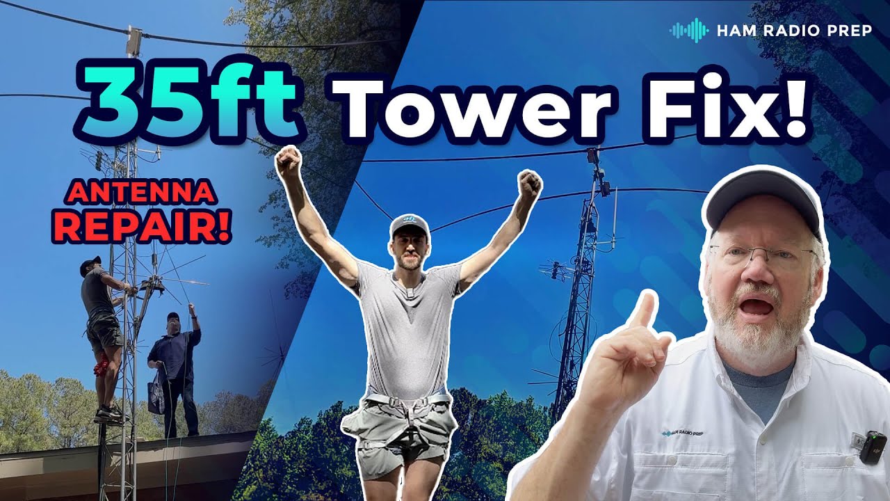 Professor Jim&rsquo;s N4BFR Antenna Failure! Watch James N0WRL Climb 35ft to Fix It