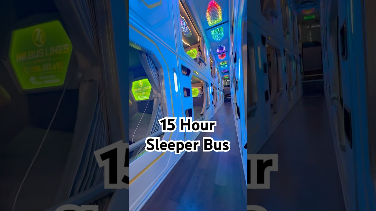 15 hour sleeper bus from Hanoi to da nang Vietnam -Bus company- HK Sapa Open Tours #travel #fyp