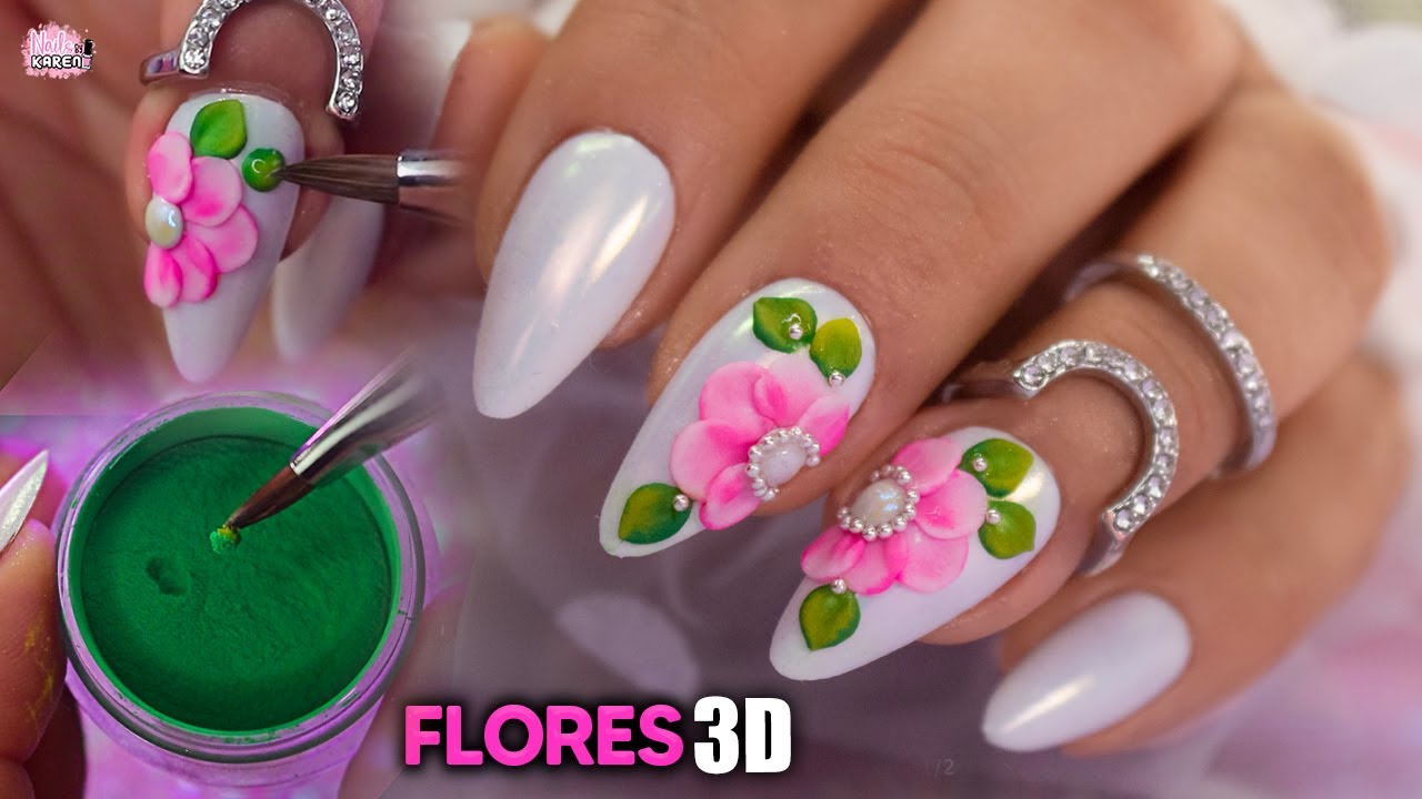 Cómo hacer FLORES BONITAS en 3D *Acrilico |NailsByKaren