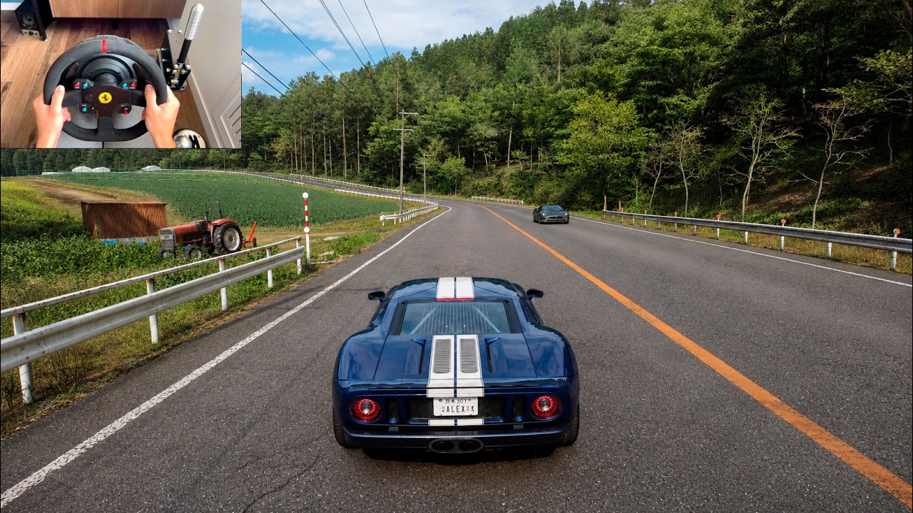 Driving a FORD GT 2005 - Forza Horizon 6 Steering Wheel Gameplay