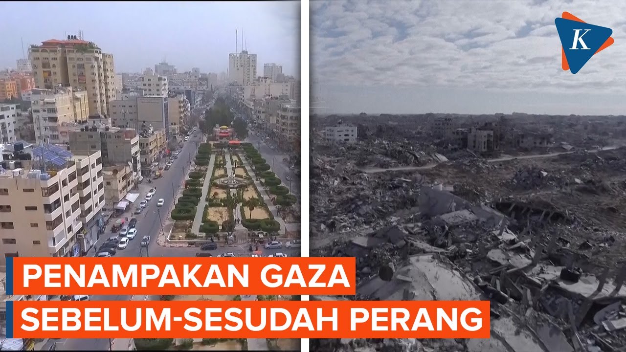 Penampakan Gaza Sebelum dan Sesudah Dibombardir Israel Lebih dari 15 Bulan