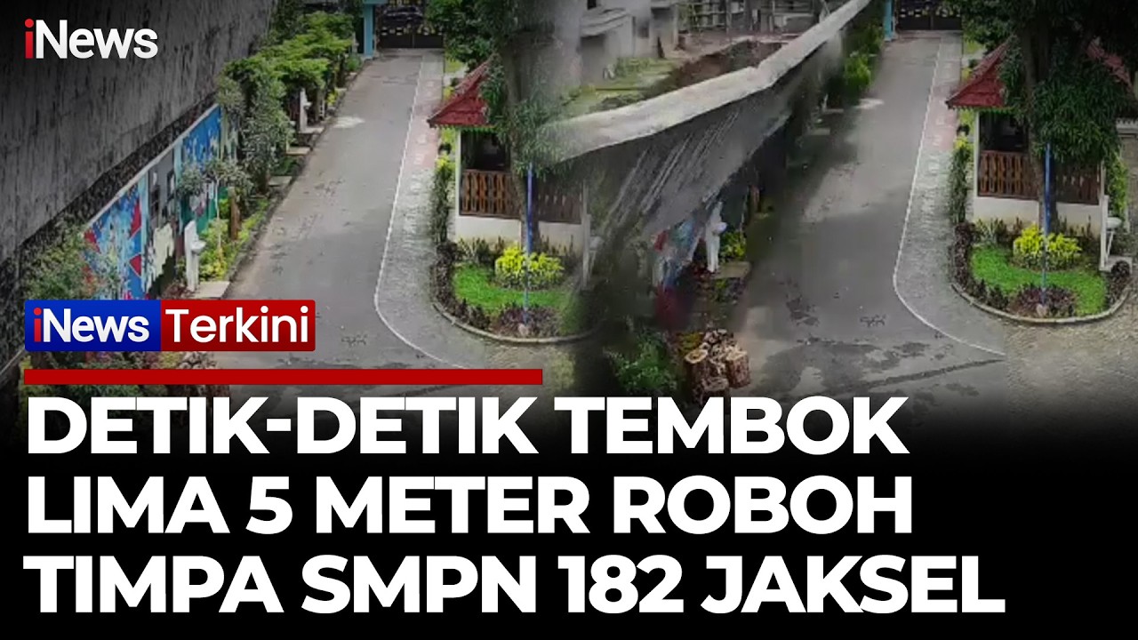 Beruntung Hari Libur! Tembok 5 Meter Roboh Timpa SMPN 182 Jakarta Selatan | iNews Terkini