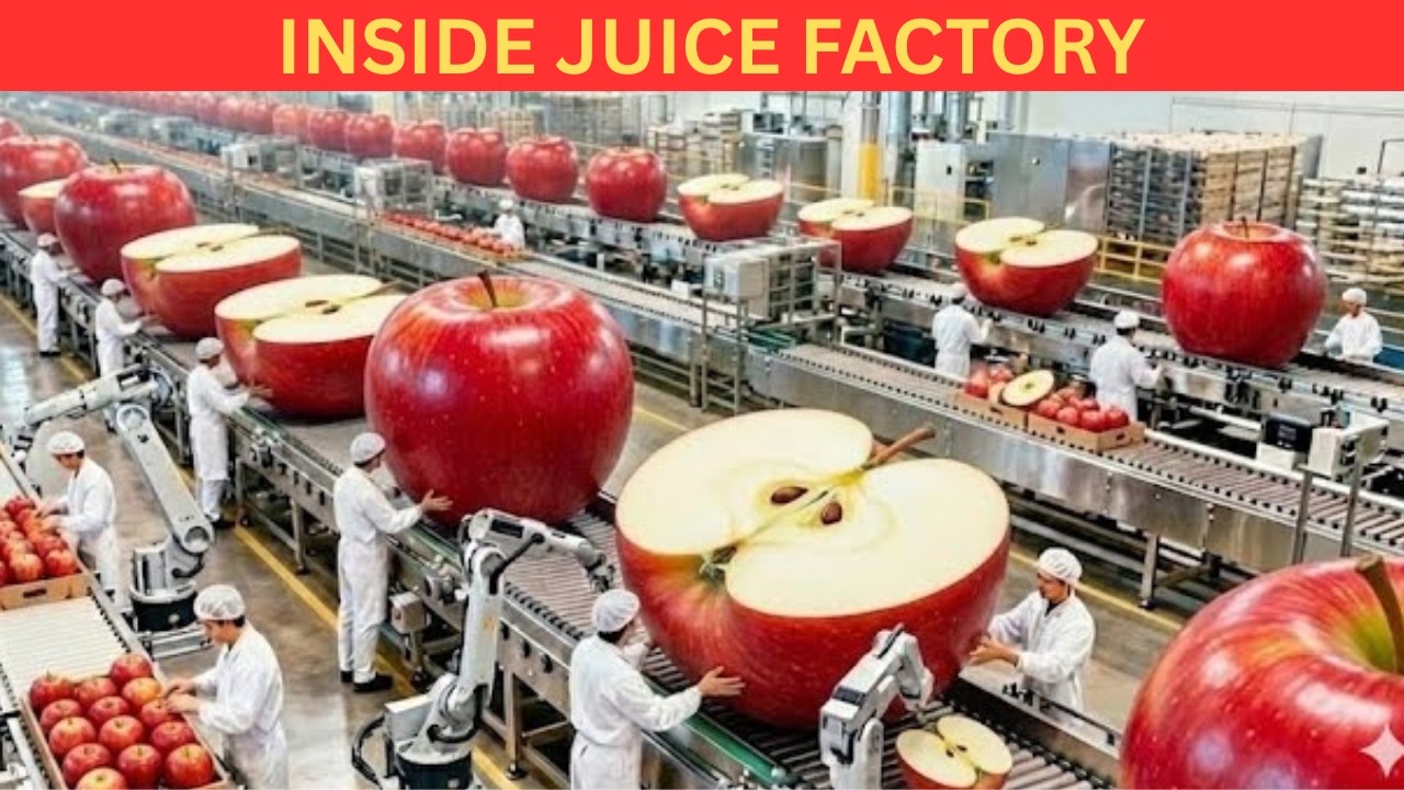 Inside the Apple Juice Factory – From Fresh Apples to Bottles! 🍎🥤