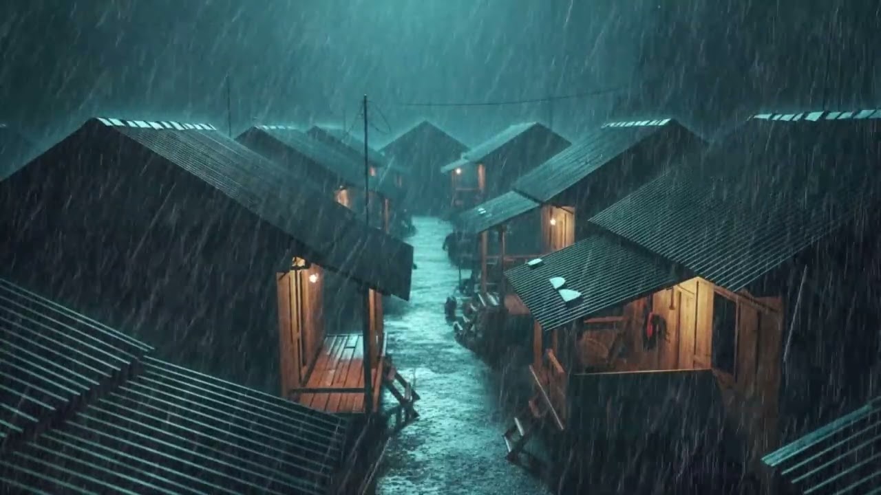 Rain Sounds for Sleeping – Intense Rainfall at Night for Fast Deep Sleep