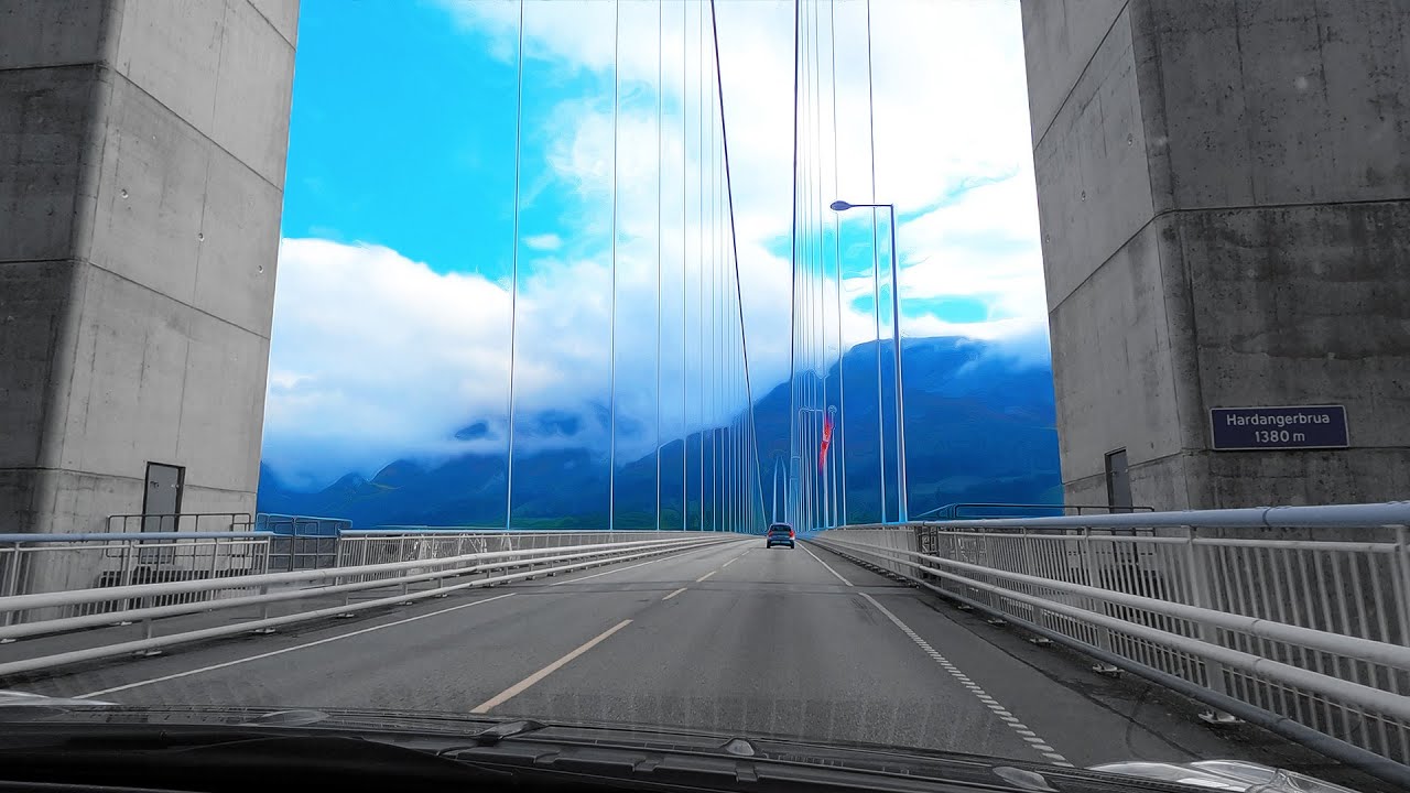 Spectacular Views From Hardangerfjord Bridge - Norway Driving Tour