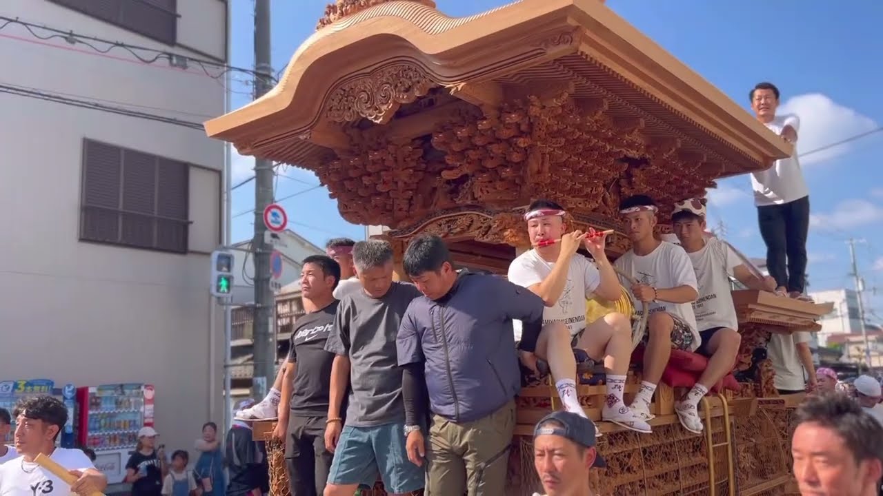 【 大阪 夏祭り 終わったと思ったら休む間も無く 岸和田だんじり祭り の幕開けや‼️】岸和田旧市 紙屋町 ブレーキテスト 岸和田祭 地車