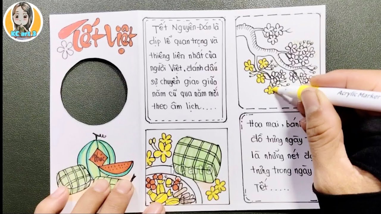 Thiết kế tờ gấp lớp 9 - mĩ thuật lớp 9 bài 8 thiết kế tờ gấp - vẽ tờ gấp tết Việt - KCart3