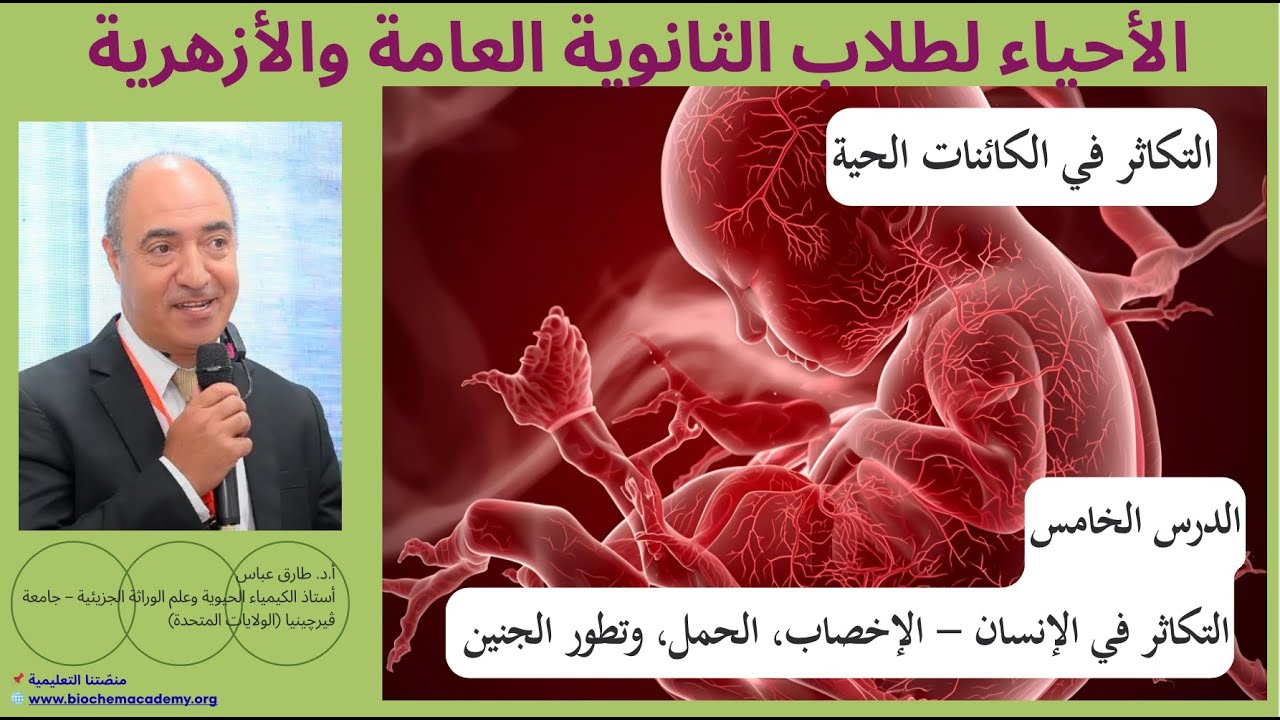 شرح شامل للإخصاب وتطور الجنين | الأغشية الجنينية والمشيمة والتوائم | 3 ثانوي عام وأزهر– د/ طارق عباس