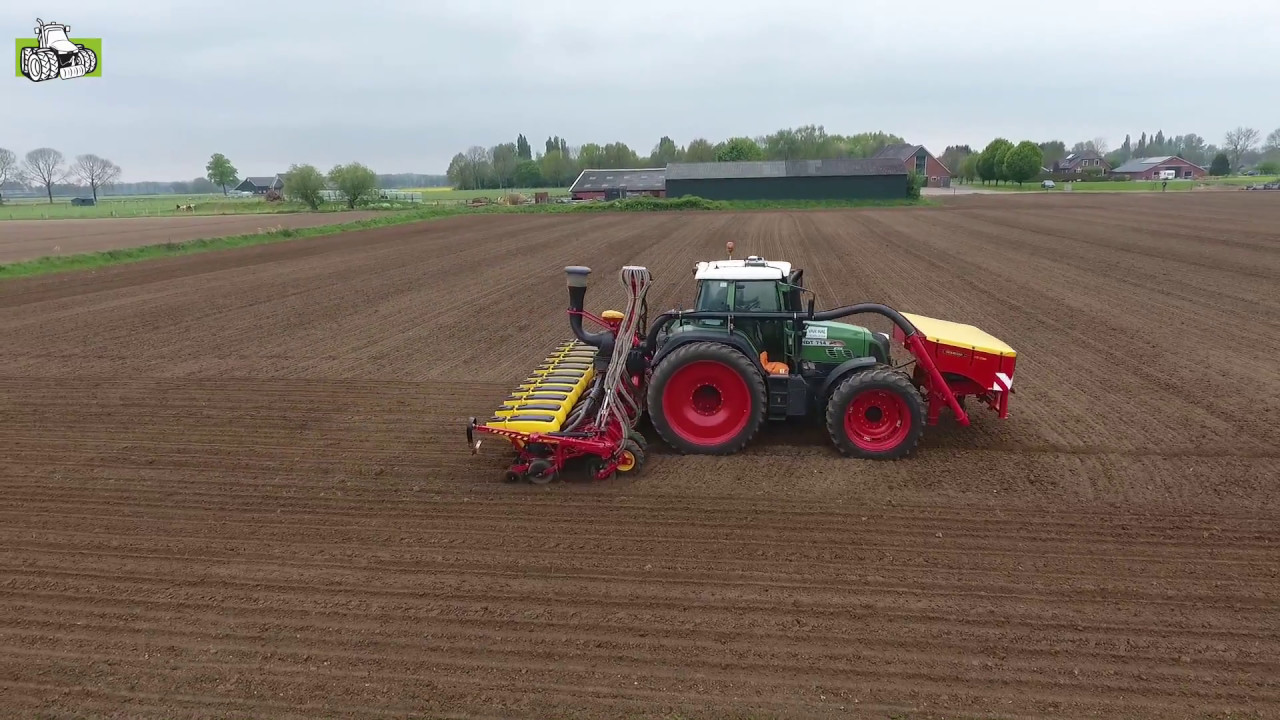 12 rijig maïszaaien met Väderstad Tempo V en Fendt Vario 714 Trekkerweb