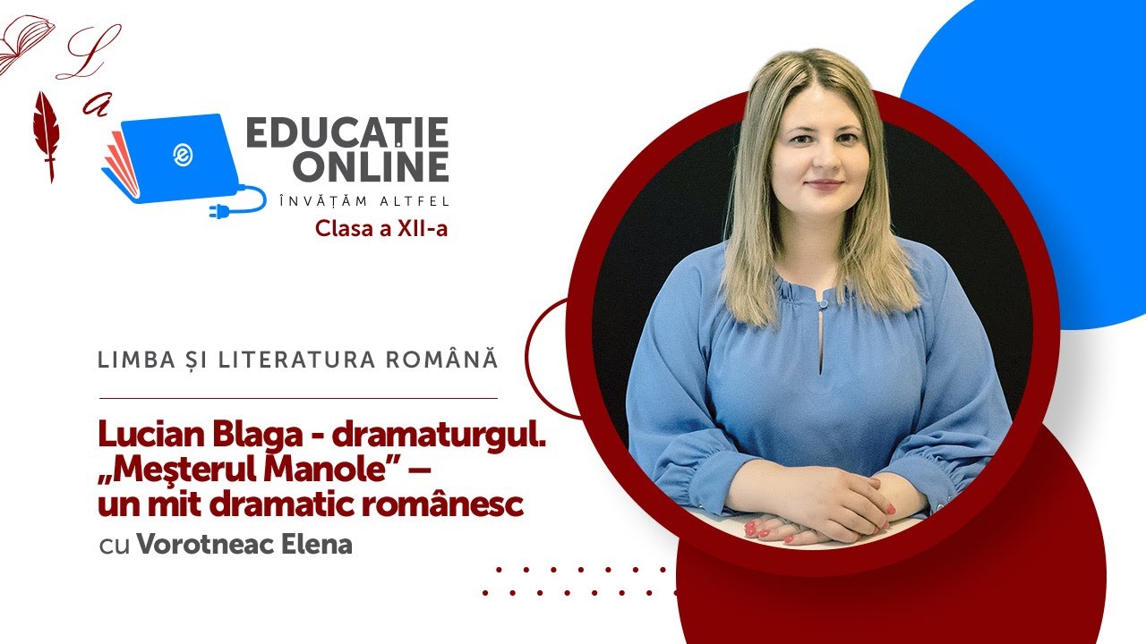 Limba și literatura română, Clasa a XII-a, Lucian Blaga - dramaturgul. „Meşterul Manole”...