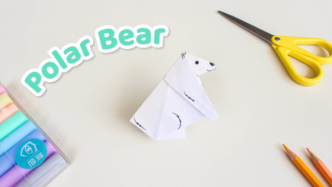 Easy Origami Polar bear - DIY paper crafts for kids