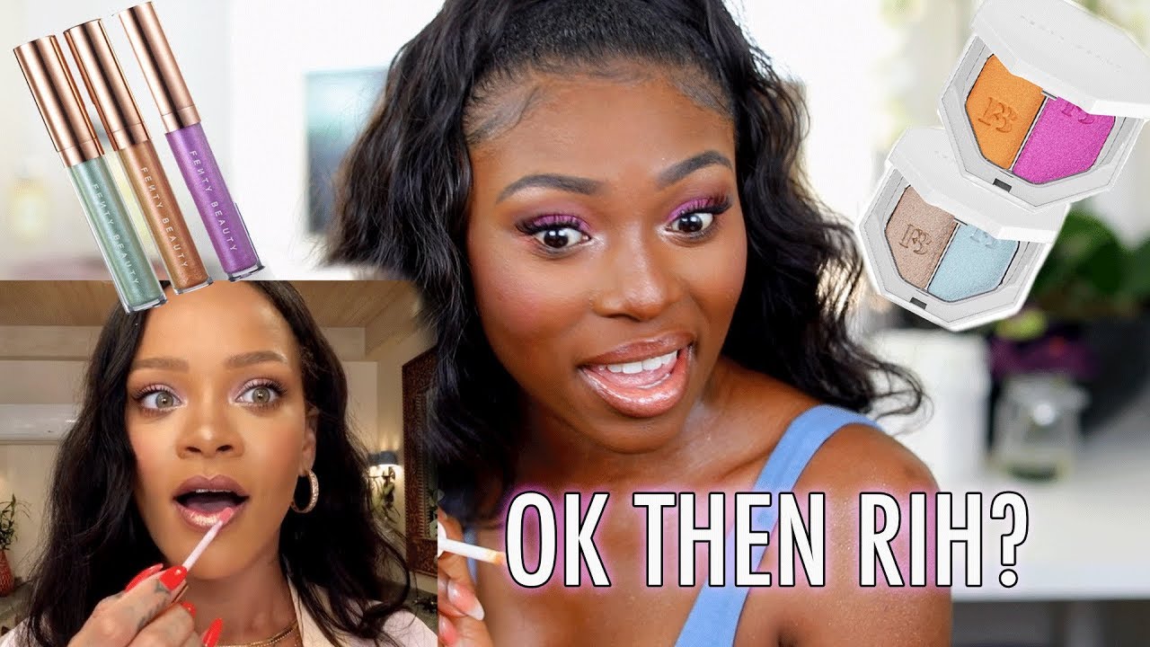 TRYING NEW FENTY MAKEUP! BEACH PLEASE AND I LET RIHANNA SHOW ME HOW TO DO IT!