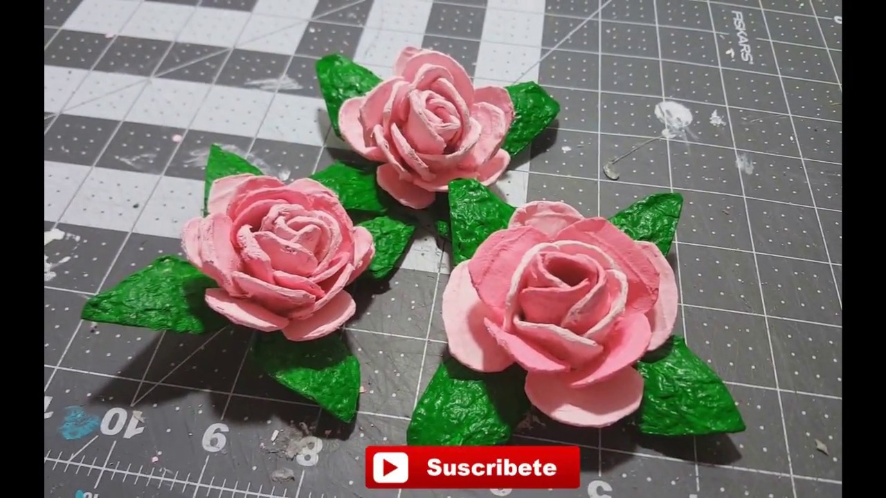 COMO HACER ROSAS CON CARTON DE HUEVO AUDIO MEJORADO