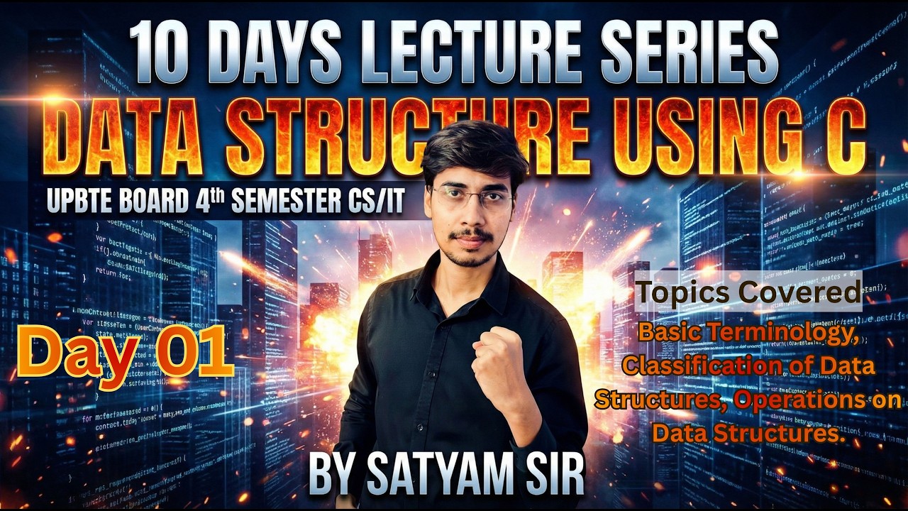 Data Structure Using C || Lec-1  || UNIT 1:  Introduction to Data Structures: ||  By-Satyam Jaiswal