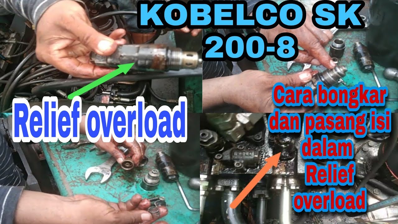 KOBELCO SK 200-8 Cara bongkar pasang isi dalam Relief overload