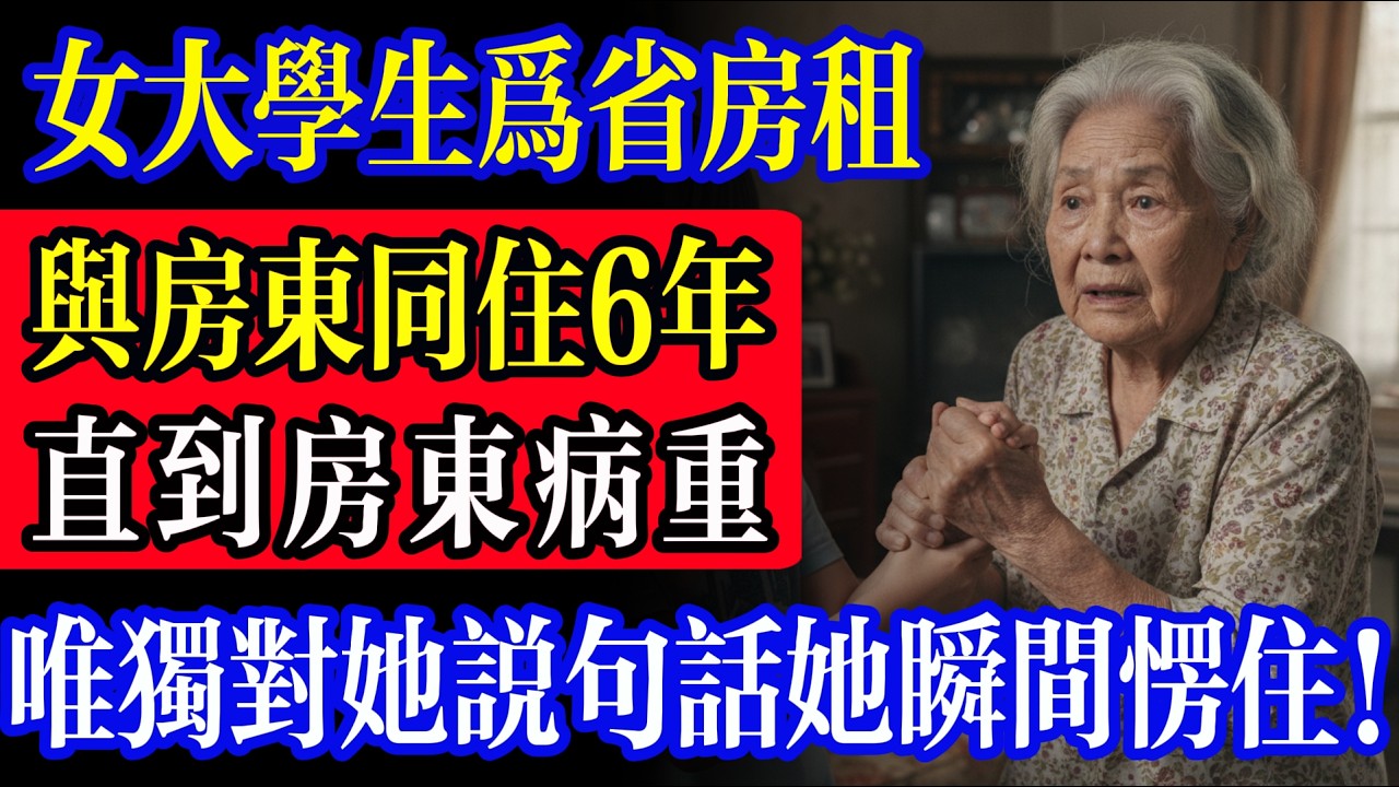 剛畢業女大學生為省房租與房東同住6年，直到房東病重後兒女趕來爭家產，卻唯獨對女孩說了一句話，她瞬間愣在原地！