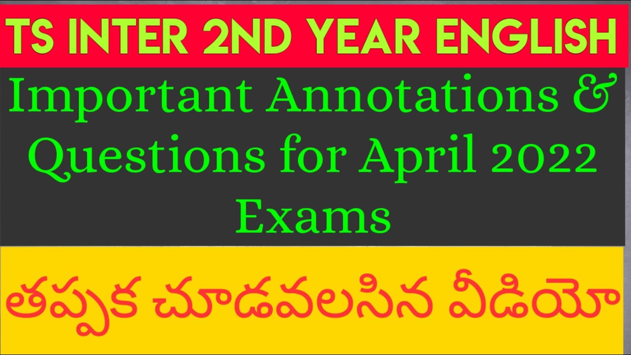 TS Inter 2nd year English Important Annotations and Questions for April 2022 Exams