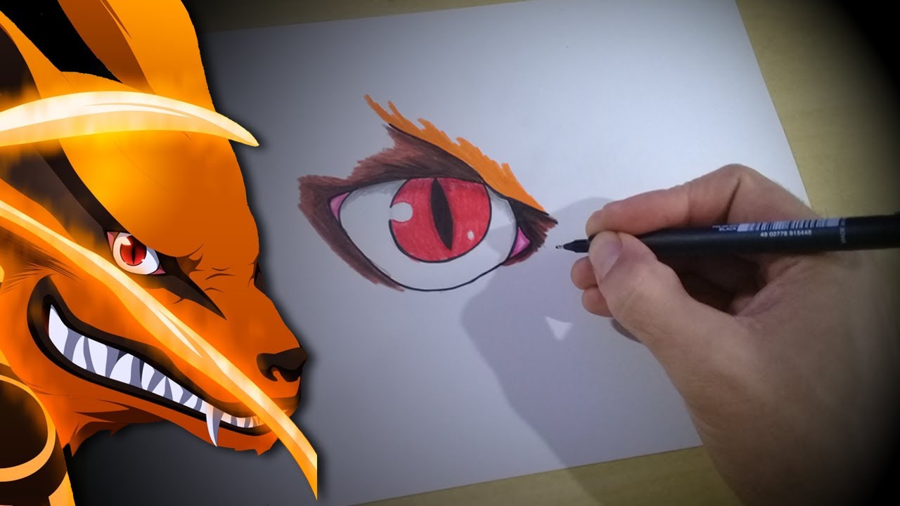 COMO DESENHAR o OLHO da KURAMA raposa de 9 caldas passo a passo