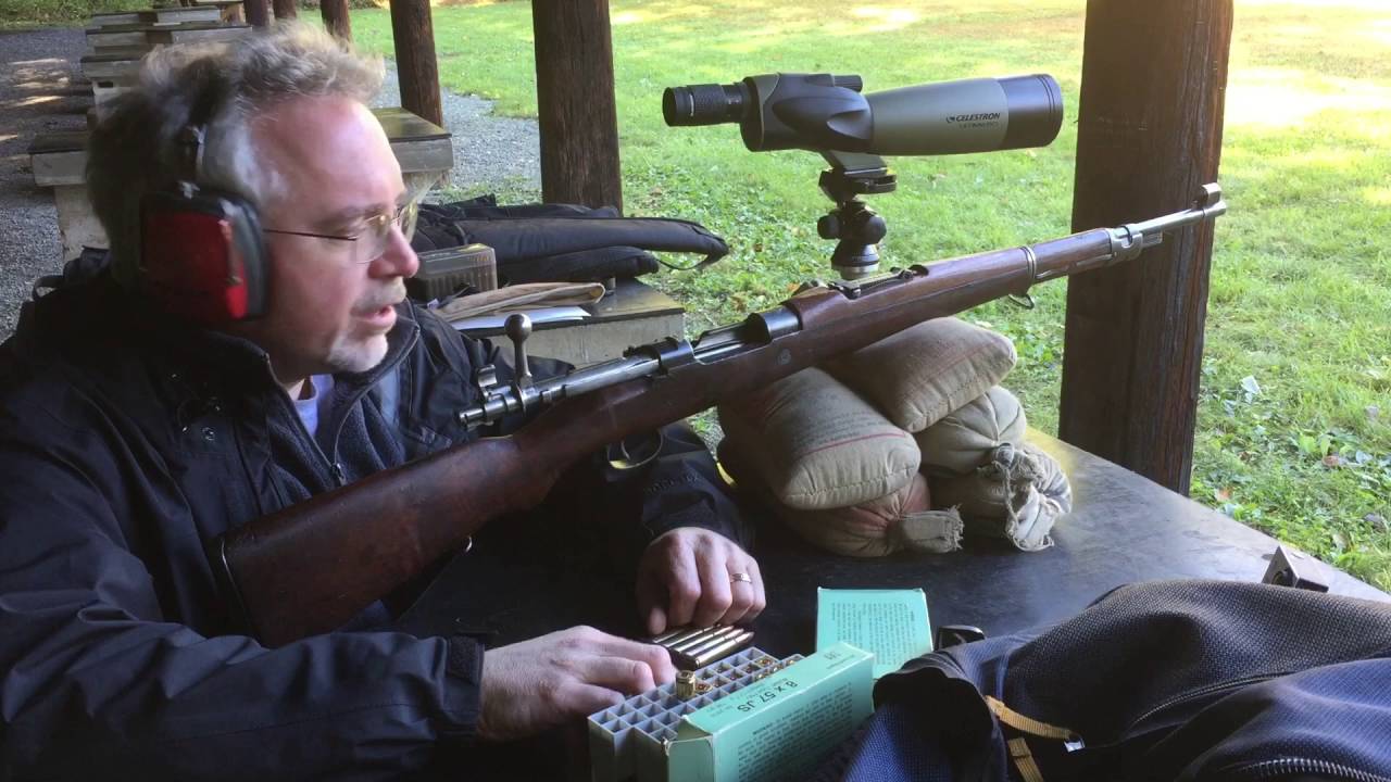 Shooting the Mauser 98 24/47 at the range.  8mm mauser. 8x57mm