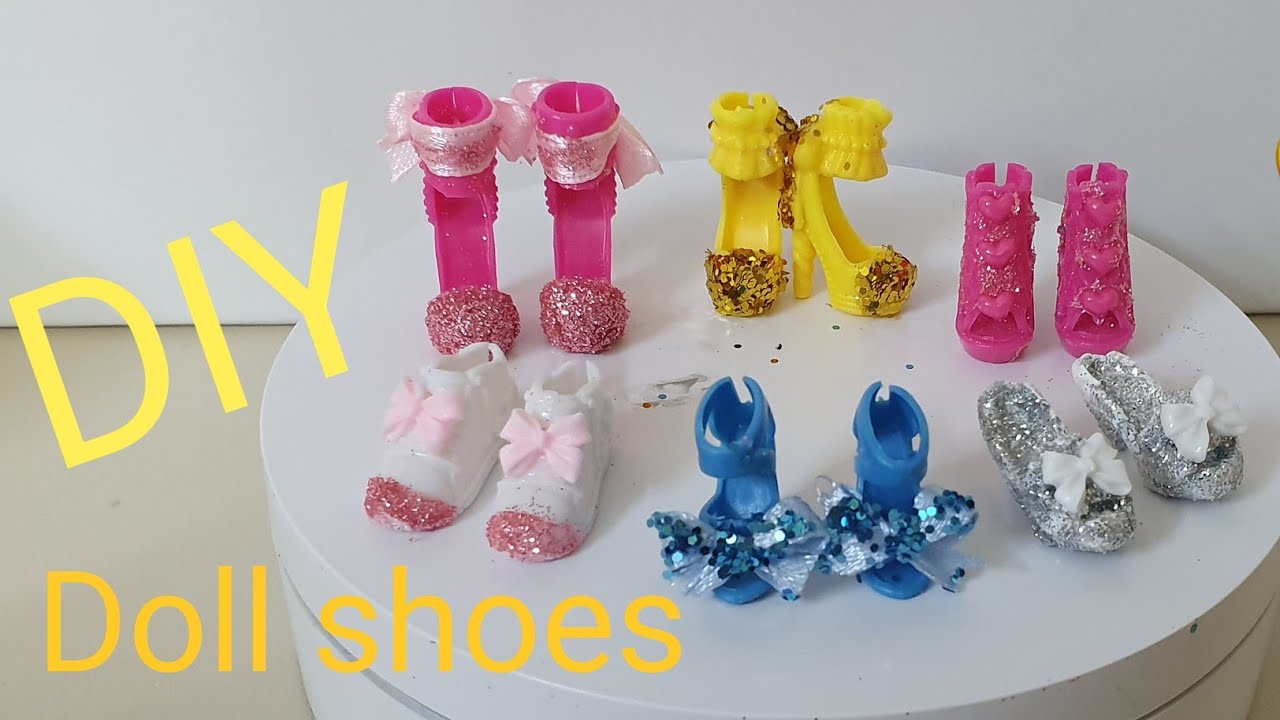 DIY Doll Shoes Makeover with Glitter, Ribbons & Accessories
