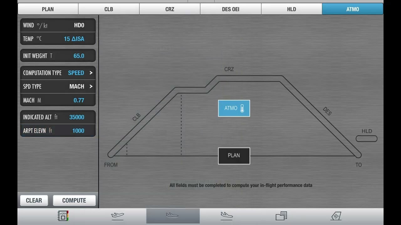 A320 - Performance - EFB In-flight HLD and ATMO module