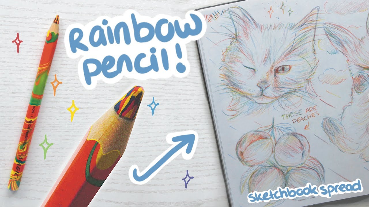 rainbow pencil?! | fill a sketchbook spread with me