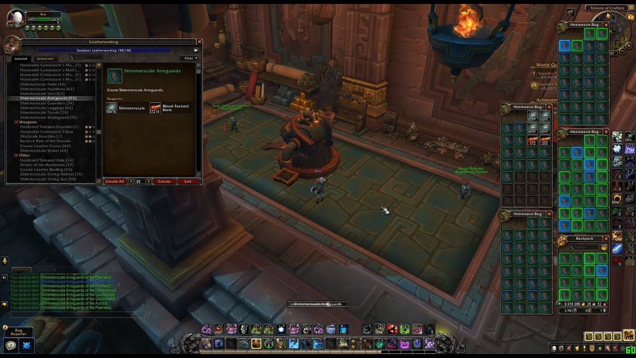 WoW BFA Leatherworking - Salvaging 250x mail bracers for Expulsom