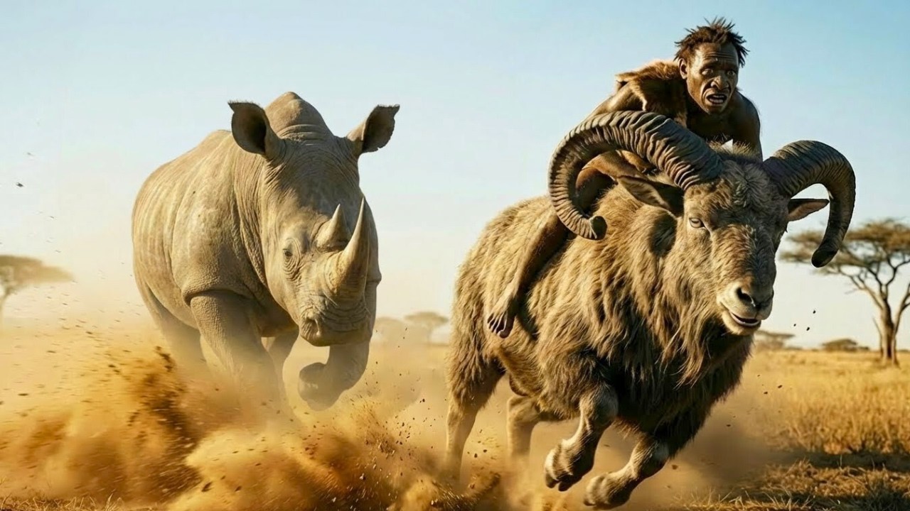Life Million Years Ago | Prehistoric Rider Escapes a Charging Rhino