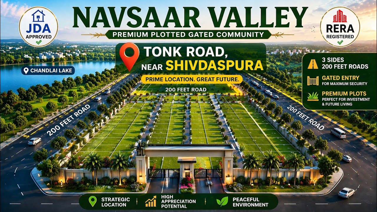Tonk Road पर तीन ओर से 200 फीट रोड़ो से घिरा Project 😱 | JDA Approved plots in Tonk road | Property
