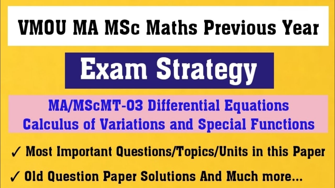 Exam Strategy VMOU MAMScMT 03 l VMOU MA MSc Maths Important Questions Units l @FUTURE FIRST CLASSES