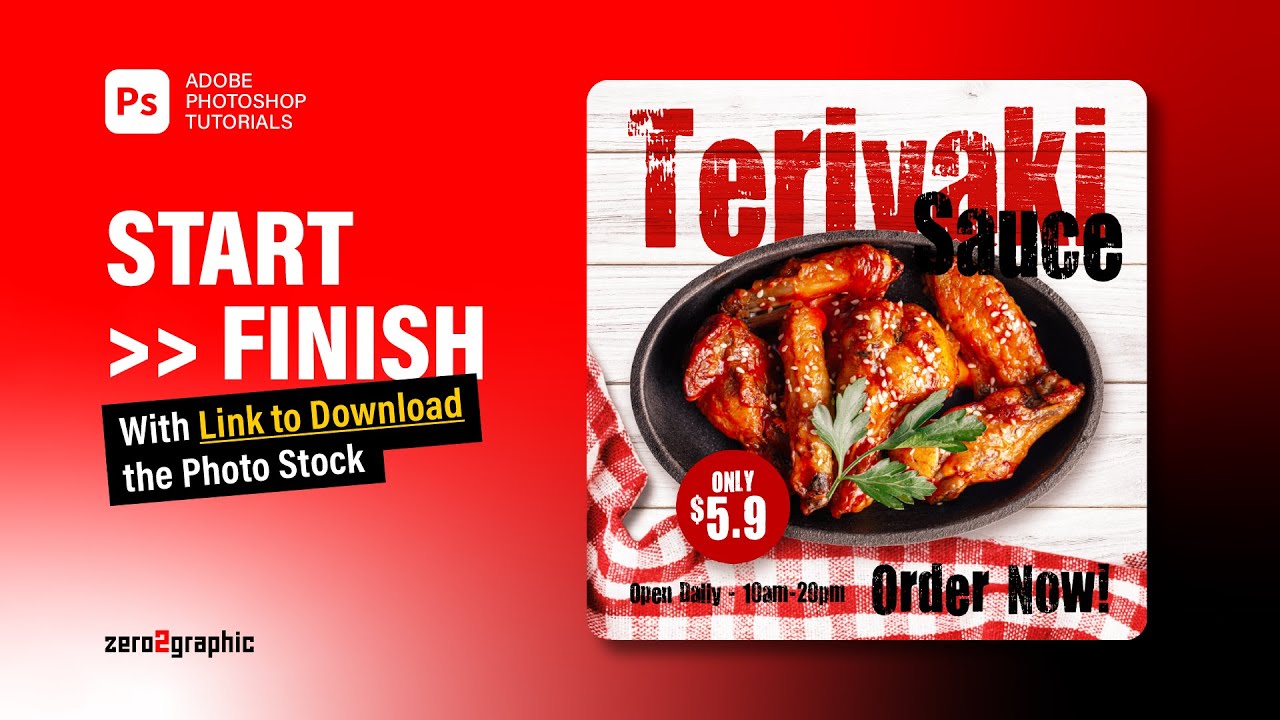 Food Banner design in Adobe Photoshop | Graphic Design Tutorials