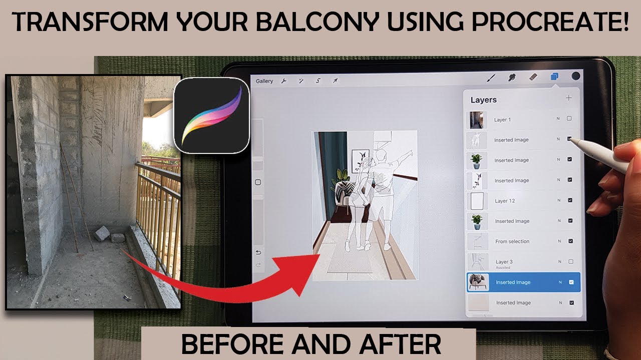 Balcony Transformation with Procreate for Designers ! | Quick and Easy Concept Sketch for Clients