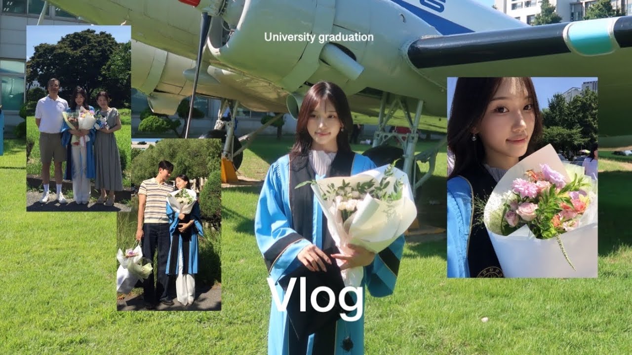 Vlog | 인하대학교 졸업식 👩🏻‍🎓 너무 더운 여름🥵♨️ 코스모스 졸업.. | 대학교 졸업식 메이크업부터 코디까지 