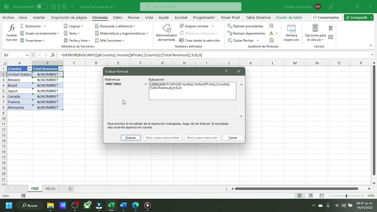 Errores en Excel (DIV/0, N/D, ¿NOMBRE?, REF!) #exceltutorial #excel #exceltips #exceltricks