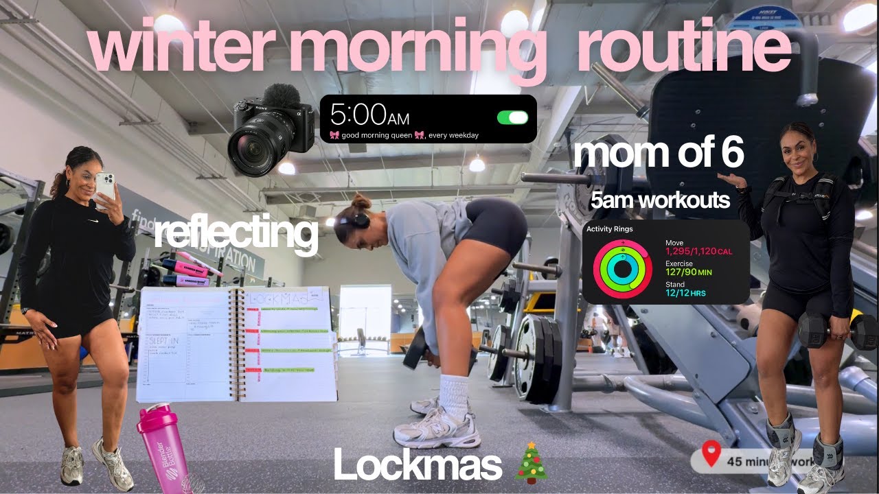 LOCKMAS  DAY 1 🎄5AM COZY WINTER MORNING ROUTINE 📝 | gym, meals, mom life & 5 am workouts 🏋️‍♀️