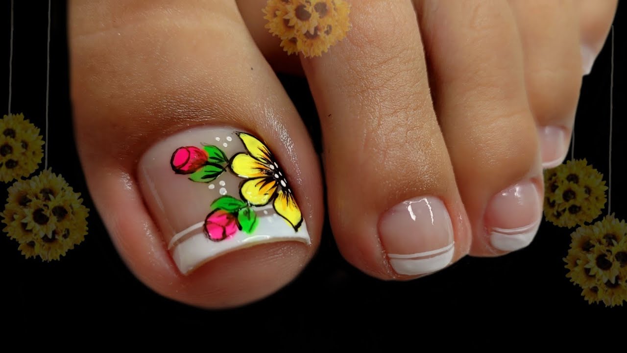 uñas DECORADAS CON FLOR AMARILLA  FÁCIL 🌼 /arte en uñas 💅