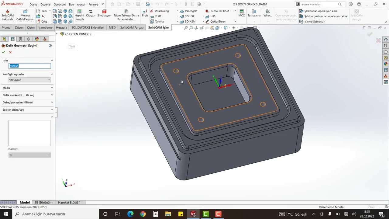 Solidcam ile 2.5 Eksen &Ouml;rnek (Mustafa Karaca Tarafından Yapılmıştır)