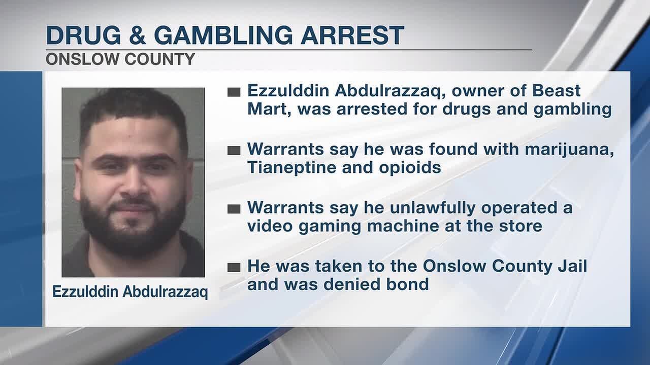 12PM: Man facing drug & gambling charges in ALE raid at Onslow County convenience store