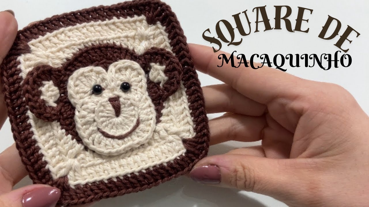 🐵 SQUARE EM CROCHÊ DE  MACACO Square de crochê