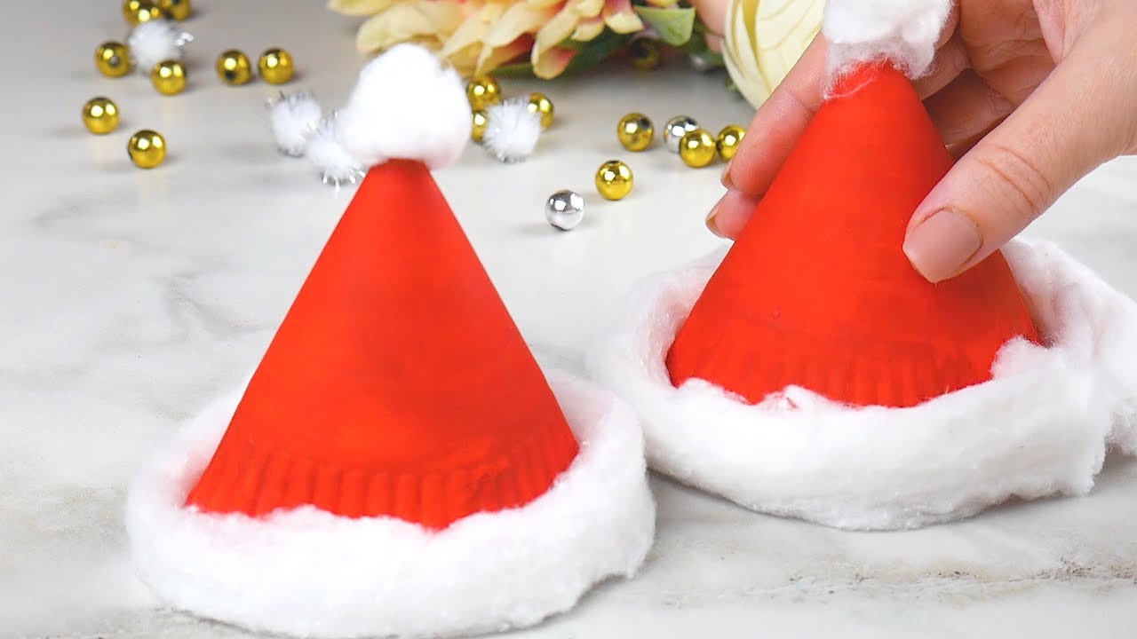 Santa Hat Paper Plate Christmas Craft for Kids