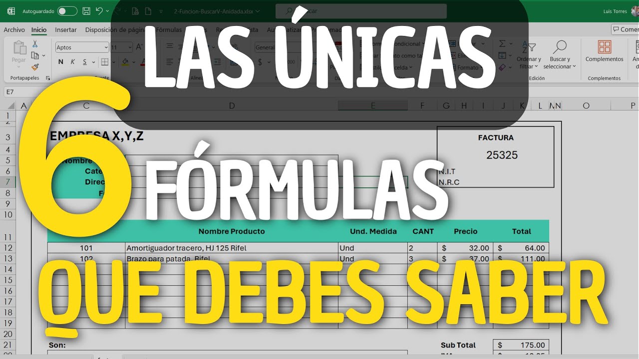 6 FÓRMULAS en Excel que DEBES Dominar || TOP 6 Formulas para Analisis de Datos en Excel