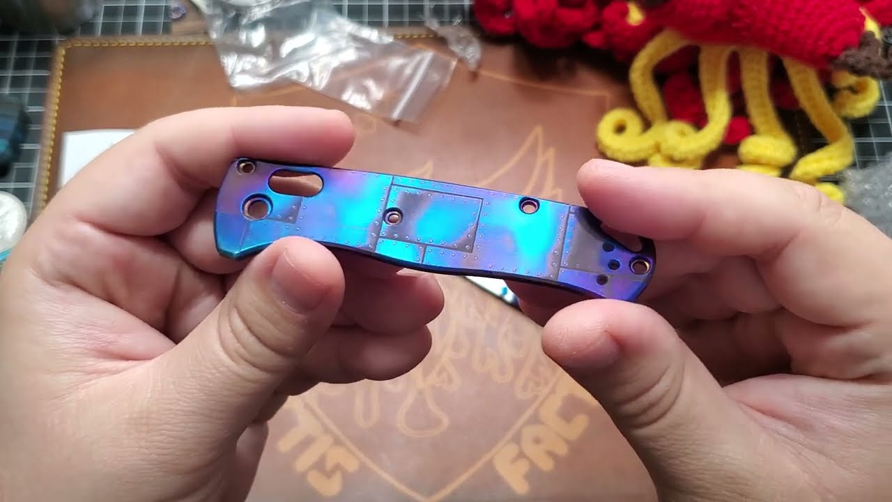 Titanium Scale and Clip swap for the Bugout!  Completely different knife now!